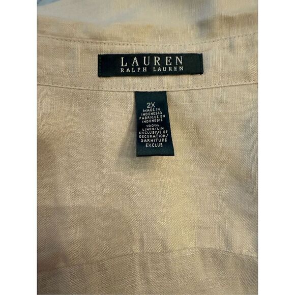Lauren Ralph Lauren Women’s Linen Blouse Roll Tab Sleeves Plus Sz. 2X - Picture 13 of 14